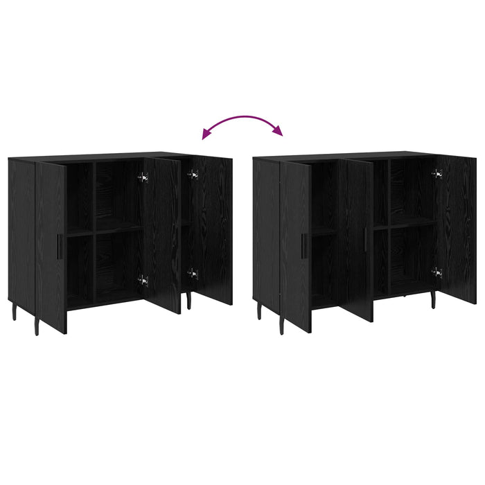 Bufet Stejar Negru 90 x 34 x 80 cm Lemn compozit - WALTI WALTI