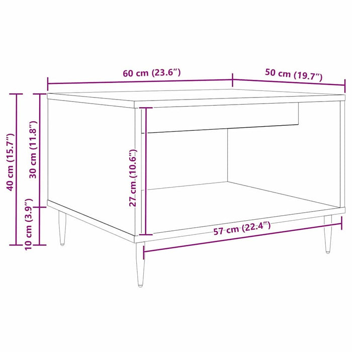 Masă de cafea stejar artizanal 60 x 50 x 40 cm Lemn compozit - WALTI WALTI