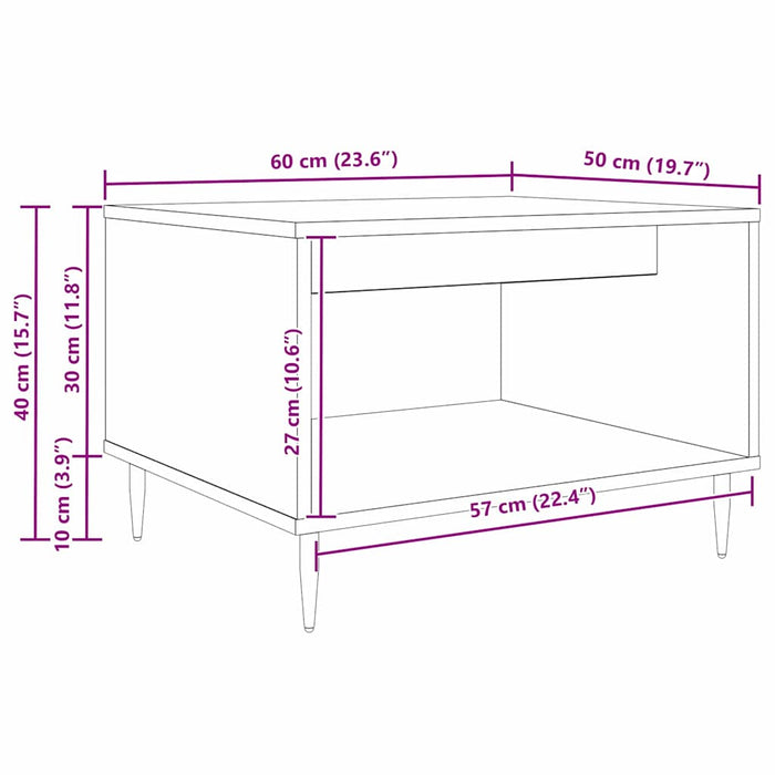 Masă de cafea Stejar negru 60 x 50 x 40 cm Lemn compozit - WALTI WALTI