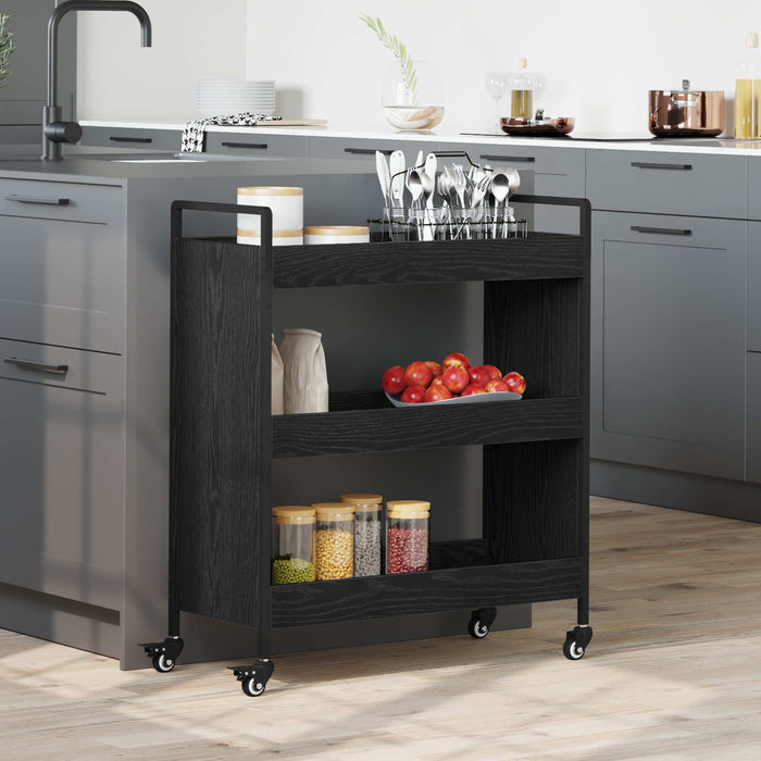 Troler de Bucătărie Stejar Negru 70 x 30 x 82 cm Lemn compozit - WALTI WALTI