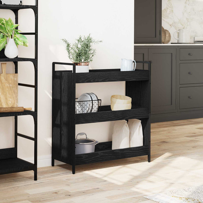 Troler de Bucătărie Stejar Negru 70 x 30 x 82 cm Lemn compozit - WALTI WALTI