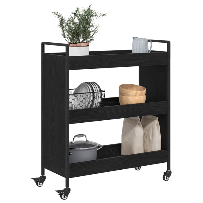 Troler de Bucătărie Stejar Negru 70 x 30 x 82 cm Lemn compozit - WALTI WALTI