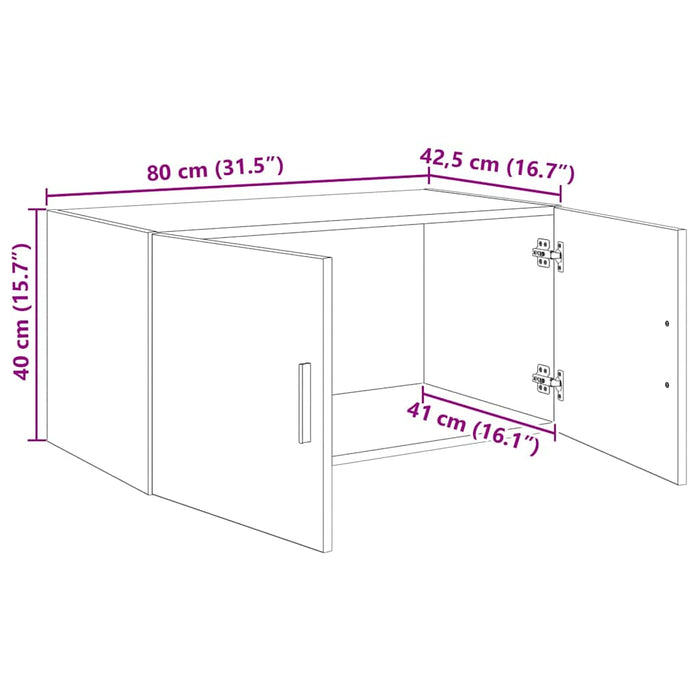 Dulap de perete Stejar negru 80 x 42.5 x 40 cm Lemn compozit - WALTI WALTI