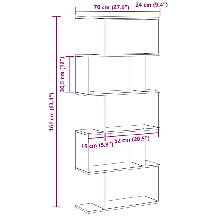 Dulap pentru cărți Stejar Negru 70 x 24 x 161 cm Lemn compozit - WALTI WALTI