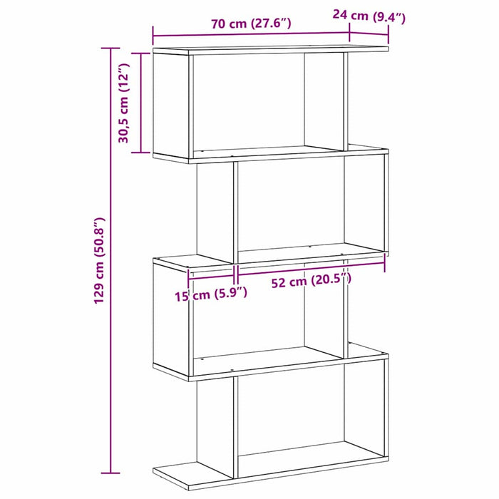Dulap pentru cărți Stejar Negru 70 x 24 x 129 cm Lemn compozit - WALTI WALTI