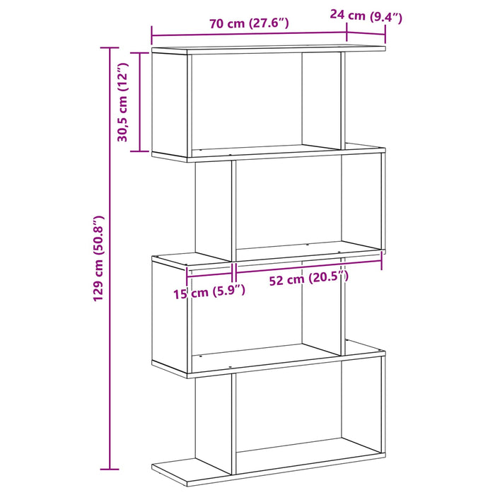 Dulap pentru cărți Stejar Negru 70 x 24 x 129 cm Lemn compozit - WALTI WALTI