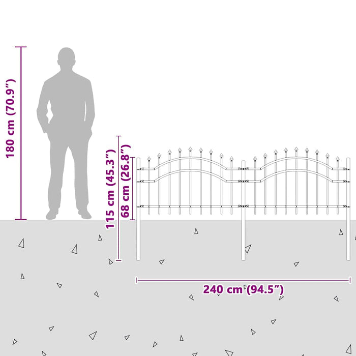 Gard de Grădină Gri 115 cm Oțel vopsit în pulbere - WALTI WALTI