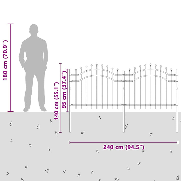 Gard de Grădină Gri 140 cm Oțel vopsit în pulbere - WALTI WALTI