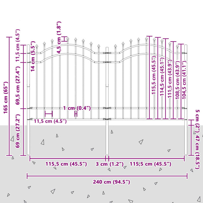 Gard de Grădină Woerden Gri 240 x 165 cm Oțel vopsit în pulbere WALTI