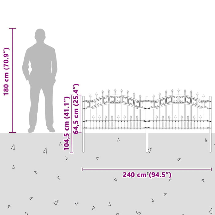 Gard de grădină Gri 115 cm Oțel vopsit în pulbere - WALTI WALTI