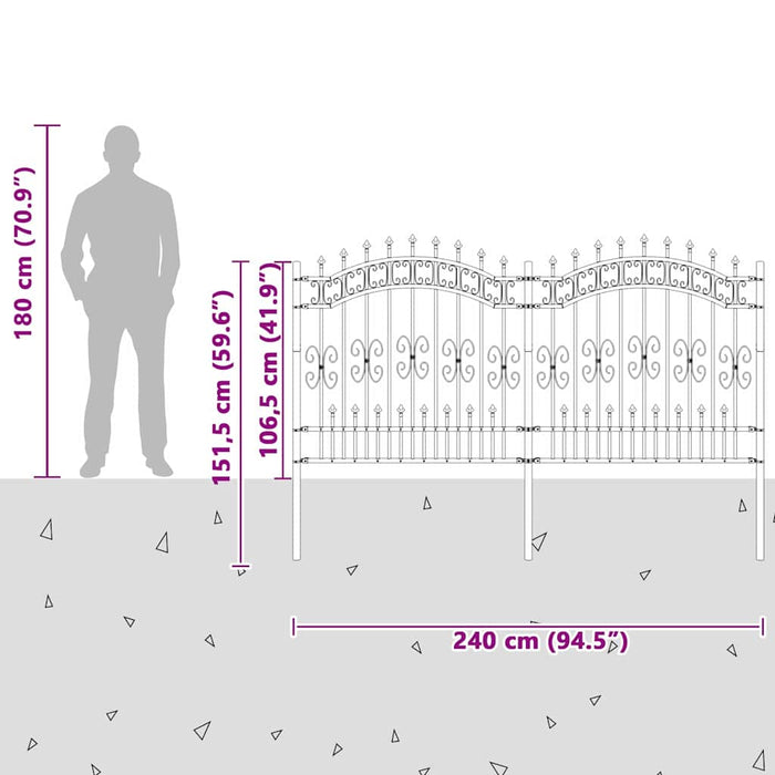 Gard de grădină Gri 165 cm Oțel vopsit în pulbere - WALTI WALTI