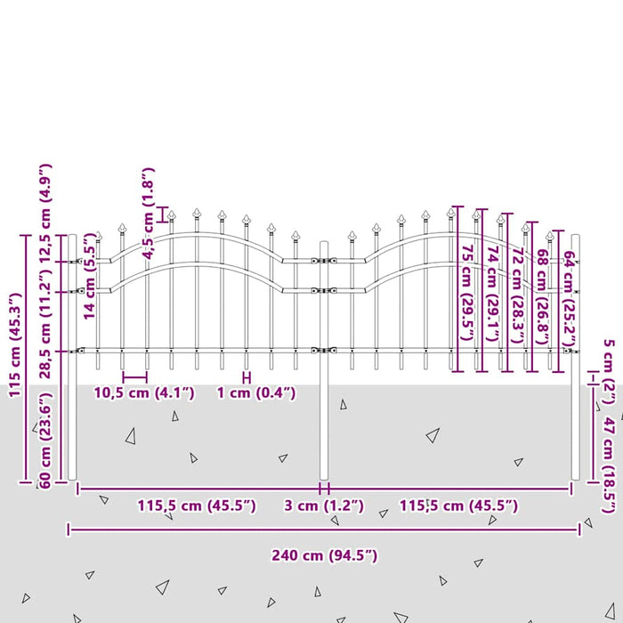 Gard de Grădină Alb 115 cm Oțel vopsit în pulbere - WALTI WALTI