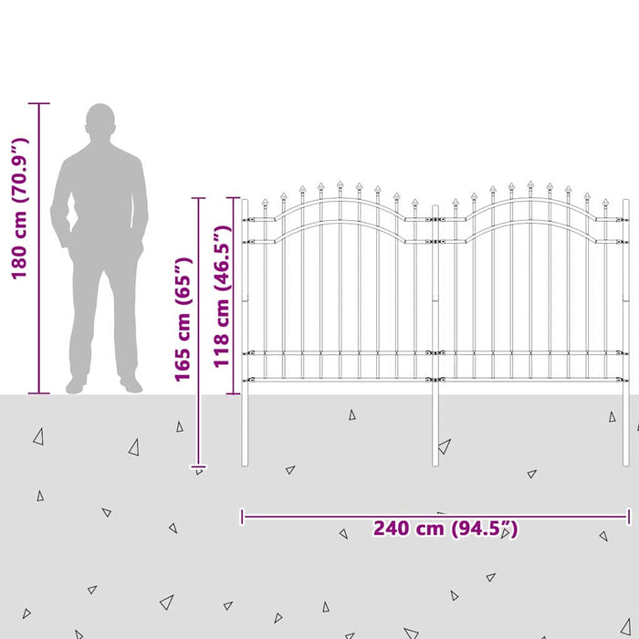 Gard de Grădină Alb 165 cm Oțel vopsit în pulbere - WALTI WALTI