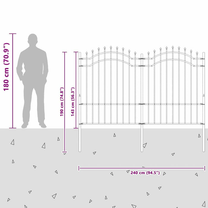 Gard de Grădină Alb 190 cm Oțel vopsit în pulbere - WALTI WALTI