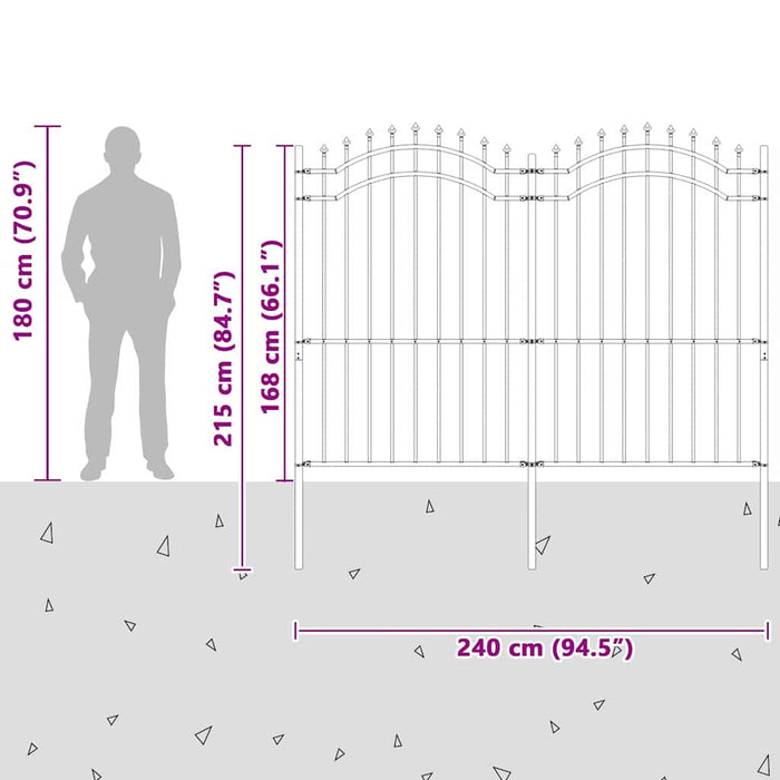 Gard de Grădină Alb 215 cm Oțel vopsit în pulbere - WALTI WALTI