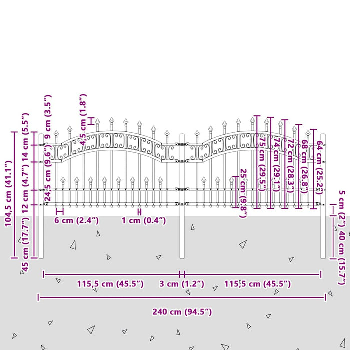 Gard de grădină Alb 115 cm Oțel vopsit în pulbere - WALTI WALTI