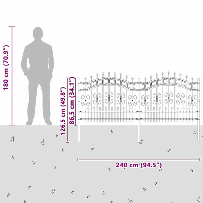 Gard de grădină Alb 140 cm Oțel vopsit în pulbere - WALTI WALTI