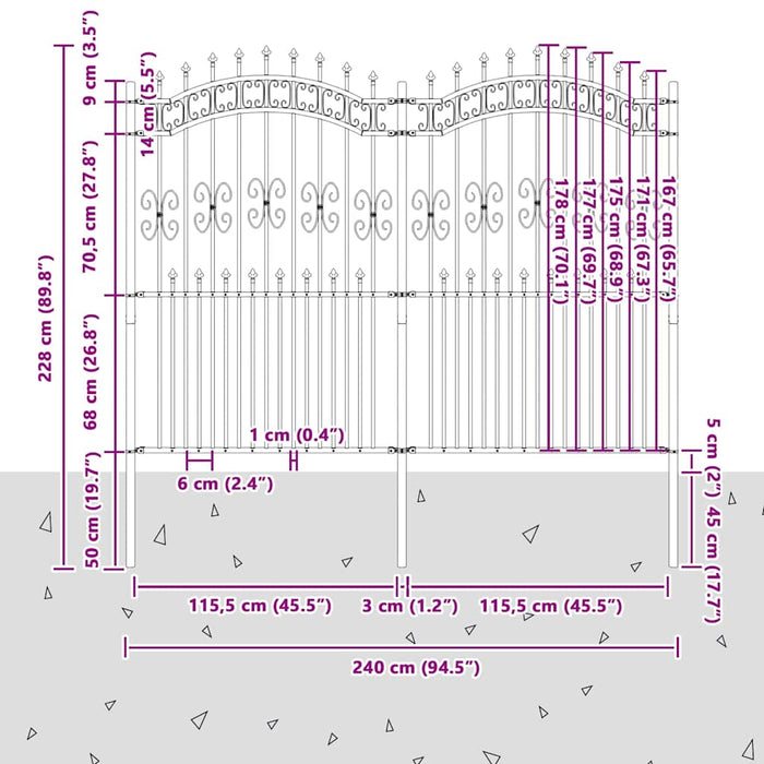 Gard de Grădină KAMPEN 240 x 228 cm Mesh Oțel vopsit în pulbere WALTI