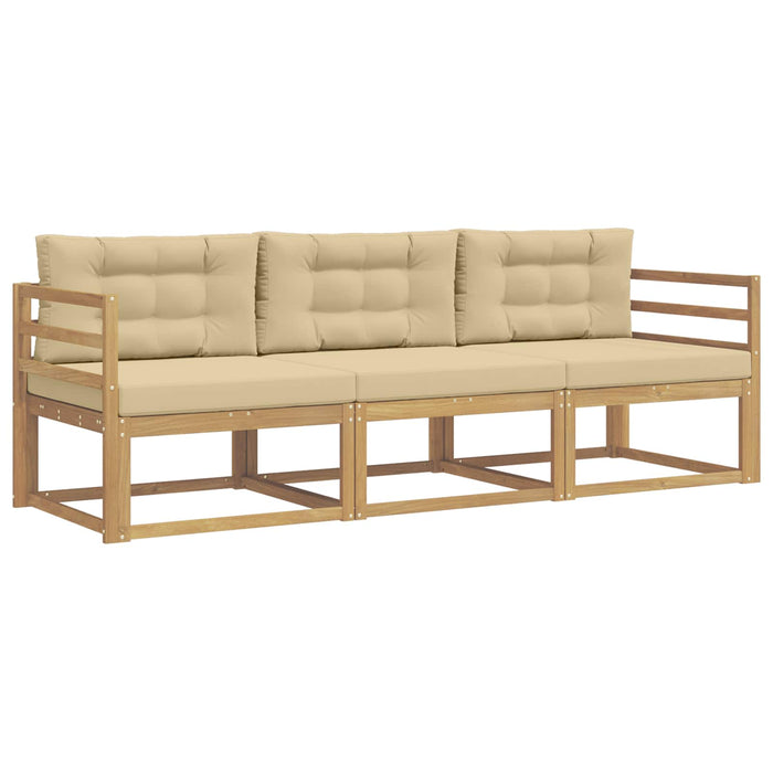 Set de canapele de exterior cu pernă 3 pcs Alb și Bej Poliester WALTI