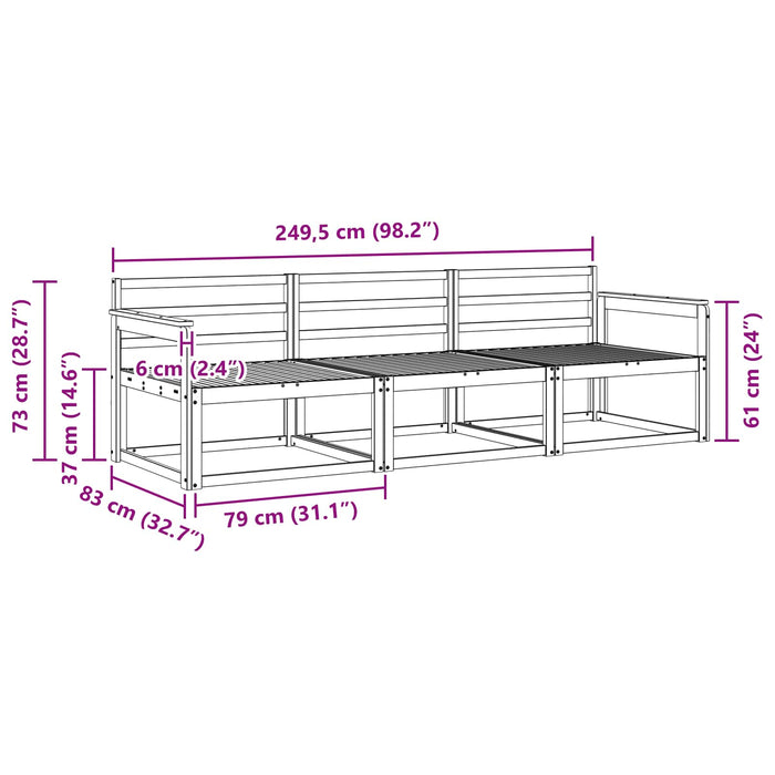 Set de canapele de exterior 3 pcs Alb 249,5 x 83 x 73 cm WALTI