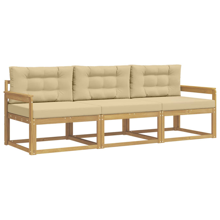 Set de canapele de exterior cu pernă 3 pcs Alb și Bej Poliester WALTI