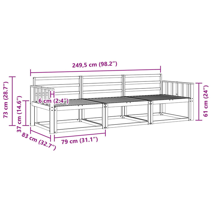Set de canapele de exterior 3 pcs Alb 249,5 x 83 x 73 cm WALTI
