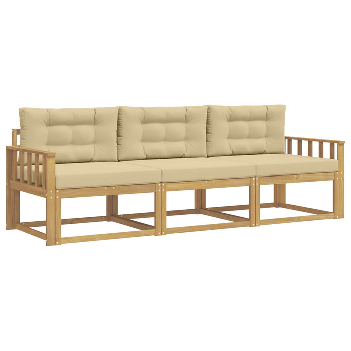 Set de canapele de exterior cu pernă 3 pcs Alb și Bej Poliester WALTI