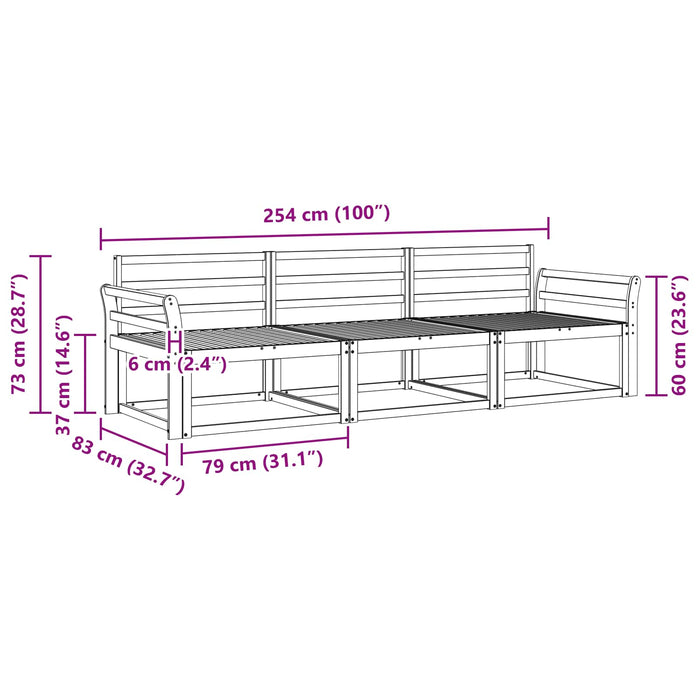 Set de canapele de exterior 3 pcs Alb 254 x 83 x 73 cm WALTI