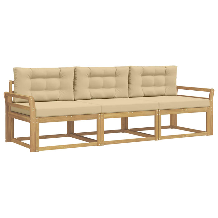 Set de canapele de exterior cu pernă 3 pcs Alb și Bej Poliester WALTI