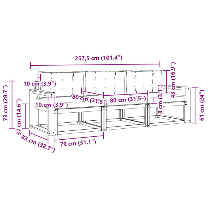 Set de canapele de exterior cu pernă 3 pcs Alb și Bej Poliester WALTI