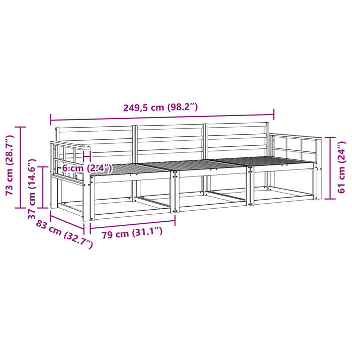 Set de canapele de exterior 3 pcs Alb 249,5 x 83 x 73 cm WALTI