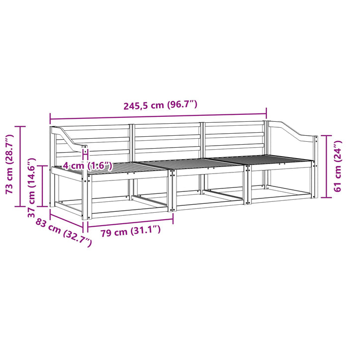 Set de canapele de exterior 3 pcs Alb 245,5 x 83 x 73 cm WALTI