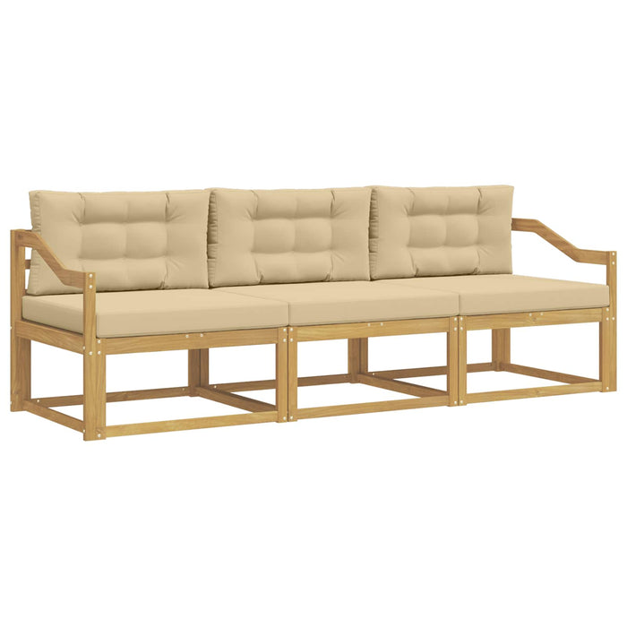 Set de canapele de exterior cu pernă 3 pcs Alb și Bej Poliester WALTI