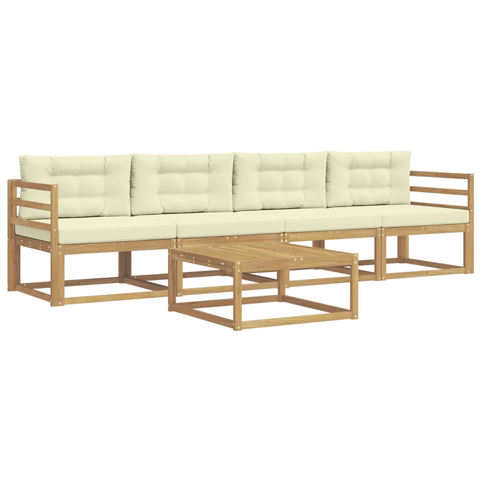 Set de canapele de exterior cu pernă 4 pcs Alb și crem WALTI