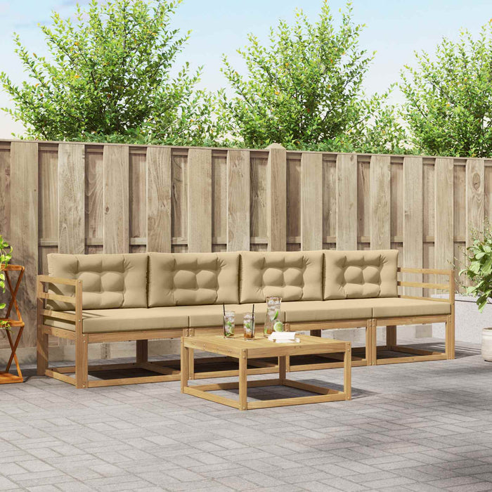 Set de canapele de exterior cu pernă 4 pcs Alb și Bej WALTI