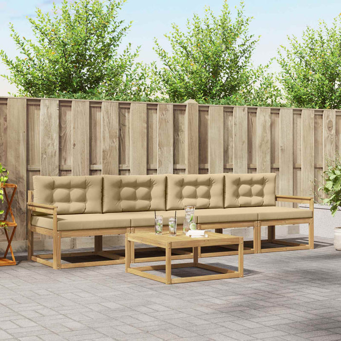 Set de canapele de exterior cu pernă 4 pcs Alb și Bej WALTI