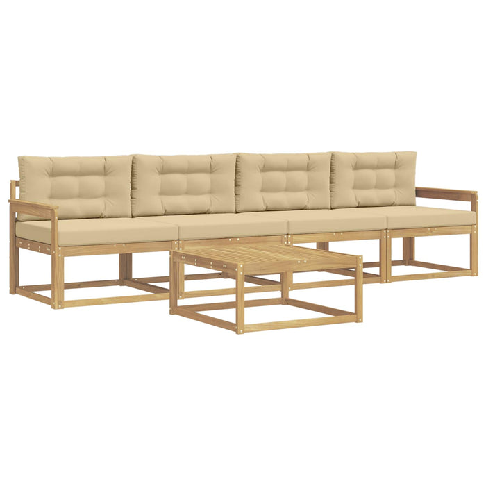 Set de canapele de exterior cu pernă 4 pcs Alb și Bej WALTI