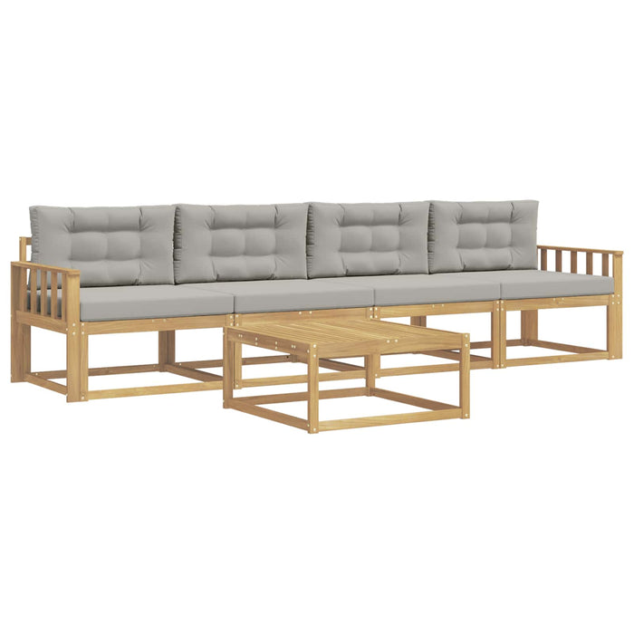 Set de canapele de exterior cu pernă 4 pcs Alb și gri deschis WALTI