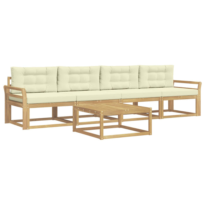Set de canapele de exterior cu pernă 4 pcs Alb și crem WALTI