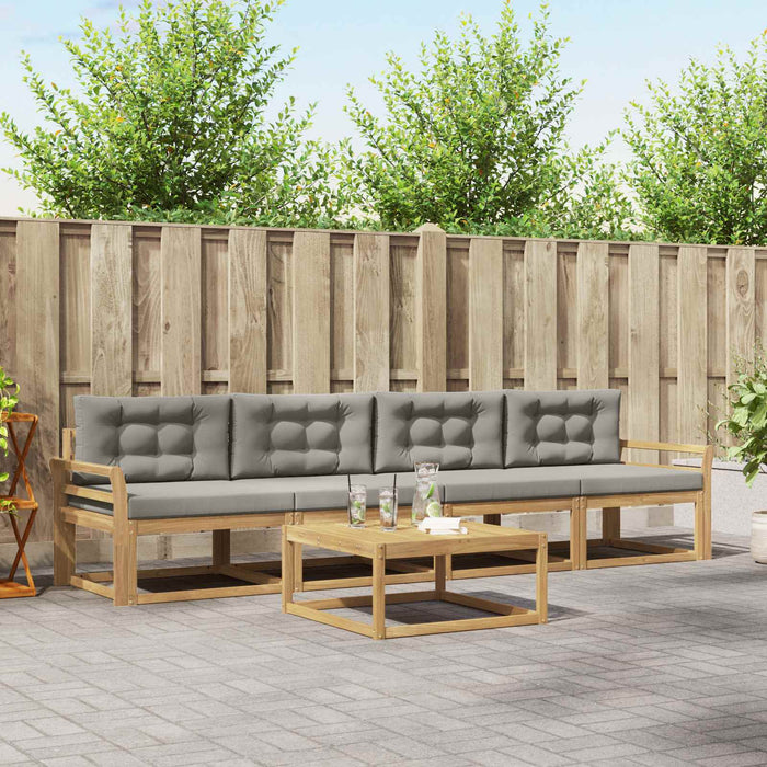 Set de canapele de exterior cu pernă 4 pcs Alb și gri deschis WALTI