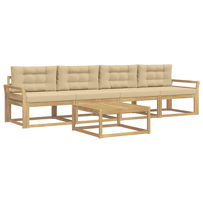 Set de canapele de exterior cu pernă 4 pcs Alb și Bej WALTI