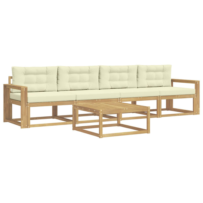 Set de canapele de exterior cu pernă 4 pcs Alb și crem WALTI