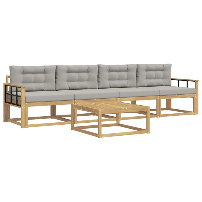 Set de canapele de exterior cu pernă 4 pcs Alb și gri deschis WALTI