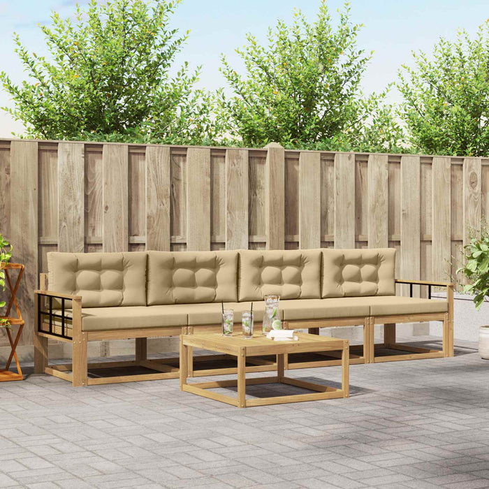 Set de canapele de exterior cu pernă 4 pcs Alb și Bej WALTI