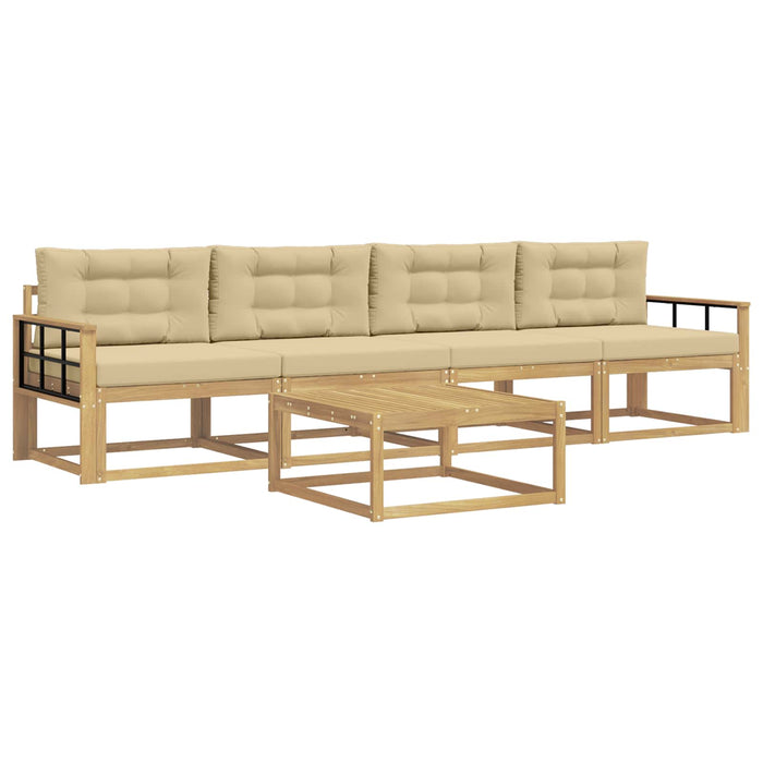 Set de canapele de exterior cu pernă 4 pcs Alb și Bej WALTI