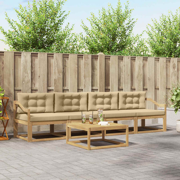 Set de canapele de exterior cu pernă 4 pcs Alb și Bej WALTI