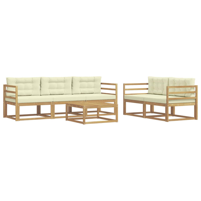 Set de canapele de exterior cu pernă 6 pcs Alb și crem WALTI