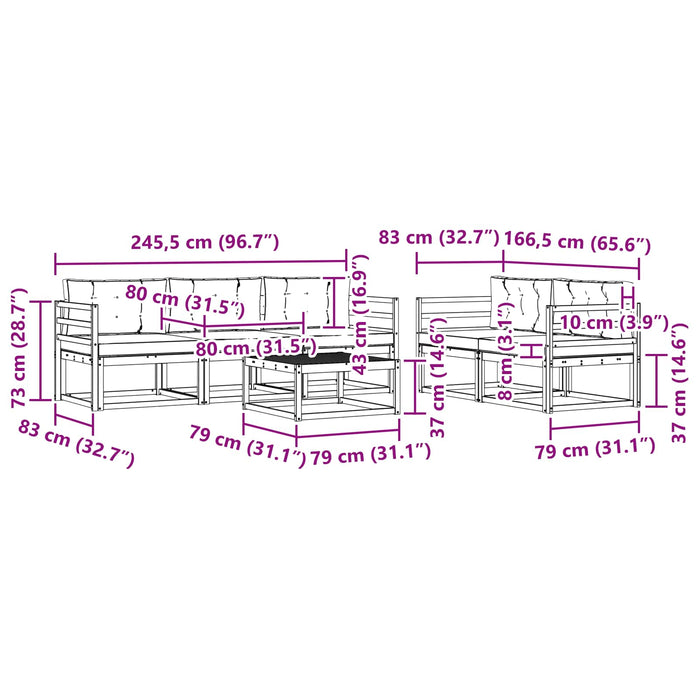 Set de canapele de exterior cu pernă 6 pcs Alb și crem WALTI