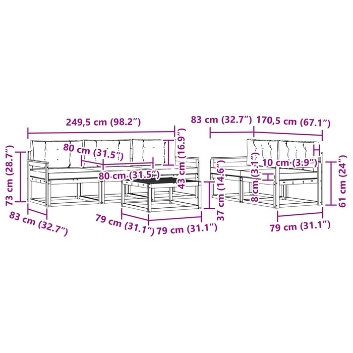 Set de canapele de exterior cu pernă 6 pcs Alb și antracit WALTI