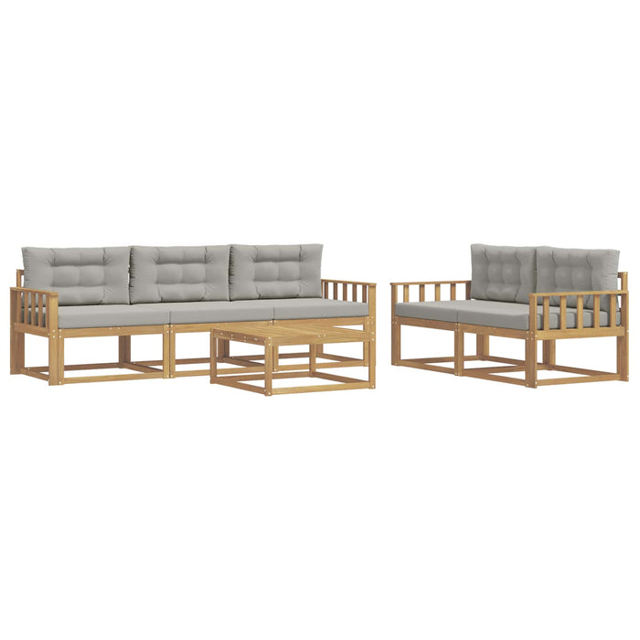 Set de canapele de exterior cu pernă 6 pcs Alb și gri deschis WALTI